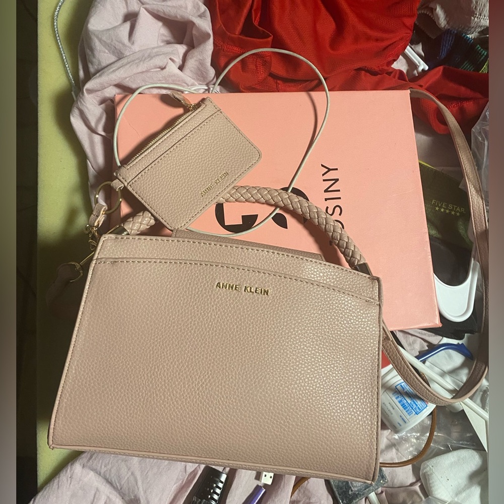 Anne Klein Pink Crossbody Bag Structured Design
